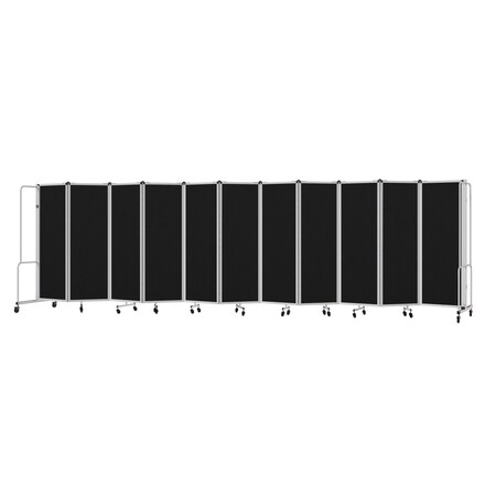 National Public Seating Room Divider, 6' Height, 11 Sections, Black Panels and Grey Frame RDG6-11PT10